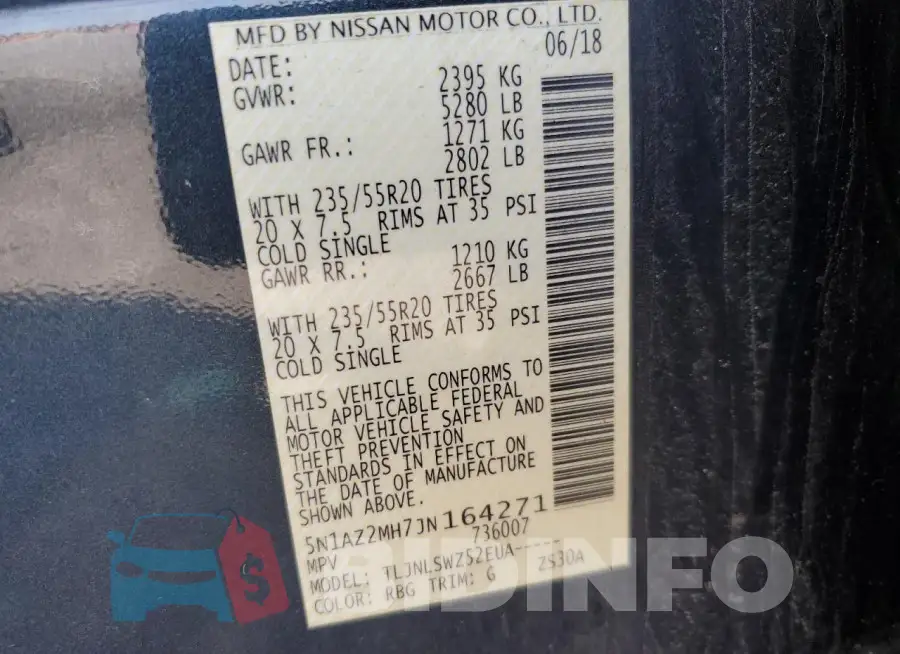 5N1AZ2MH7JN164271 Photo# 14