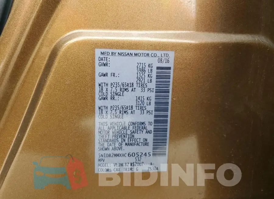 5N1DR2MMXHC605245 Photo# 13