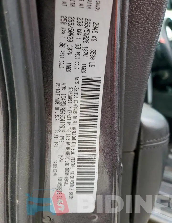 1C4RDHAG4GC412615 Photo# 14