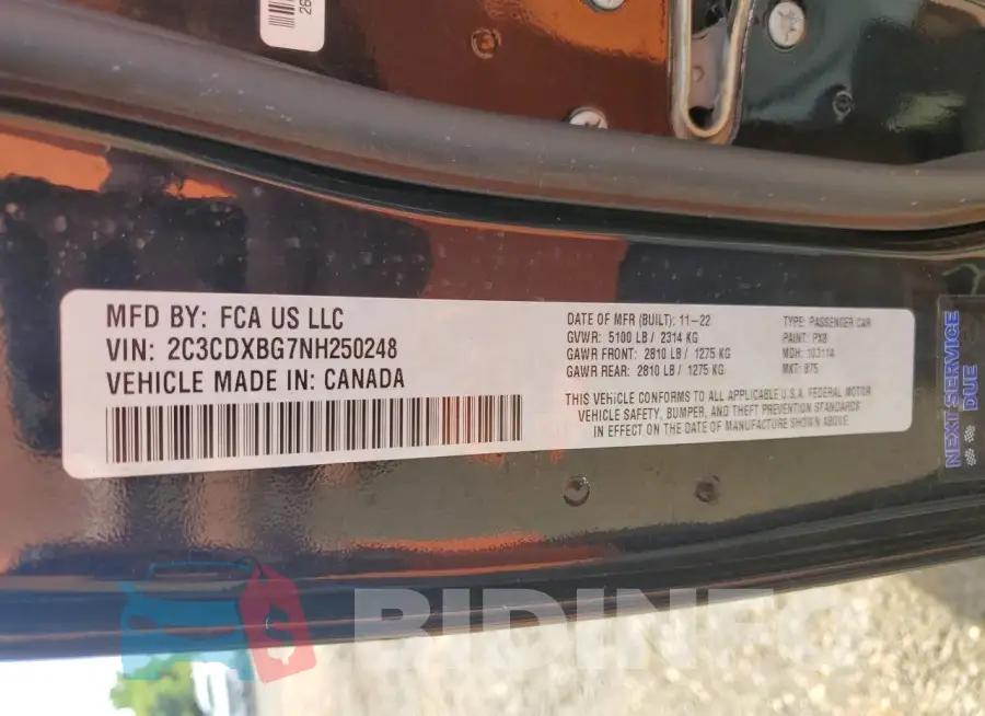 2C3CDXBG7NH250248 Photo# 13