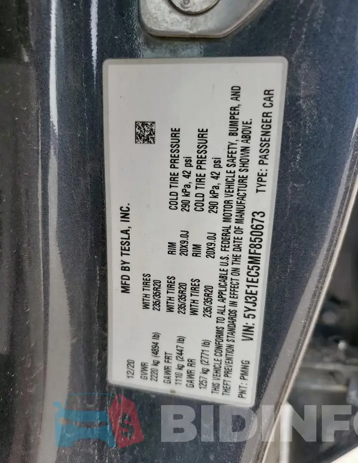 5YJ3E1EC5MF850673 Photo# 12