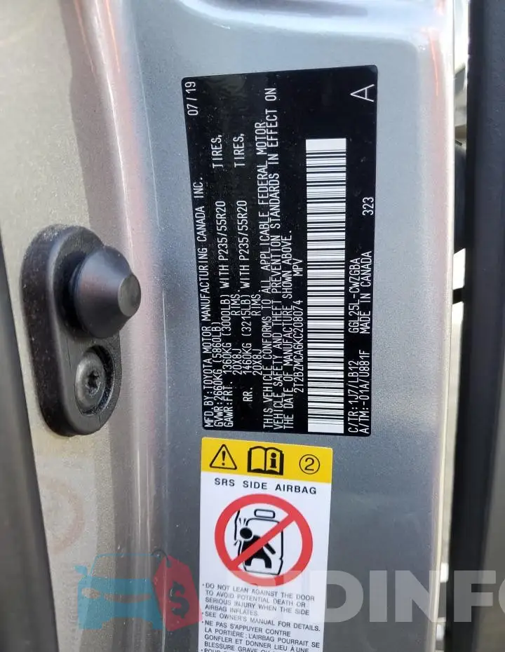 2T2BZMCA6KC208074 Photo# 12