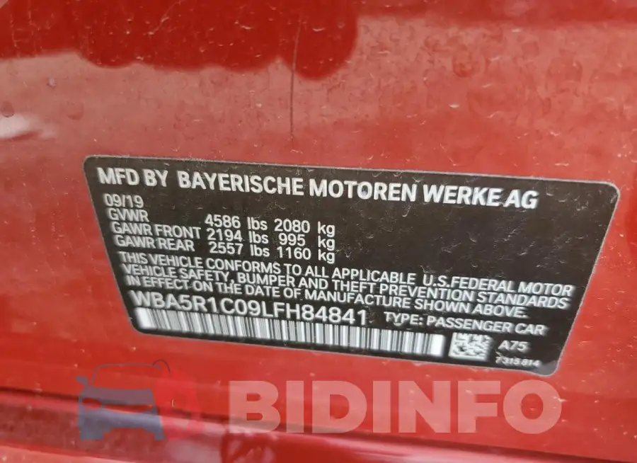 WBA5R1C09LFH84841 Photo# 12