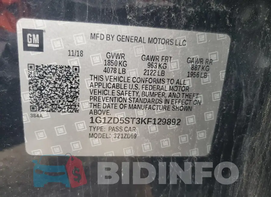 1G1ZD5ST3KF129892 Photo# 12