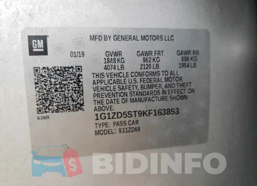 1G1ZD5ST9KF163853 Photo# 12