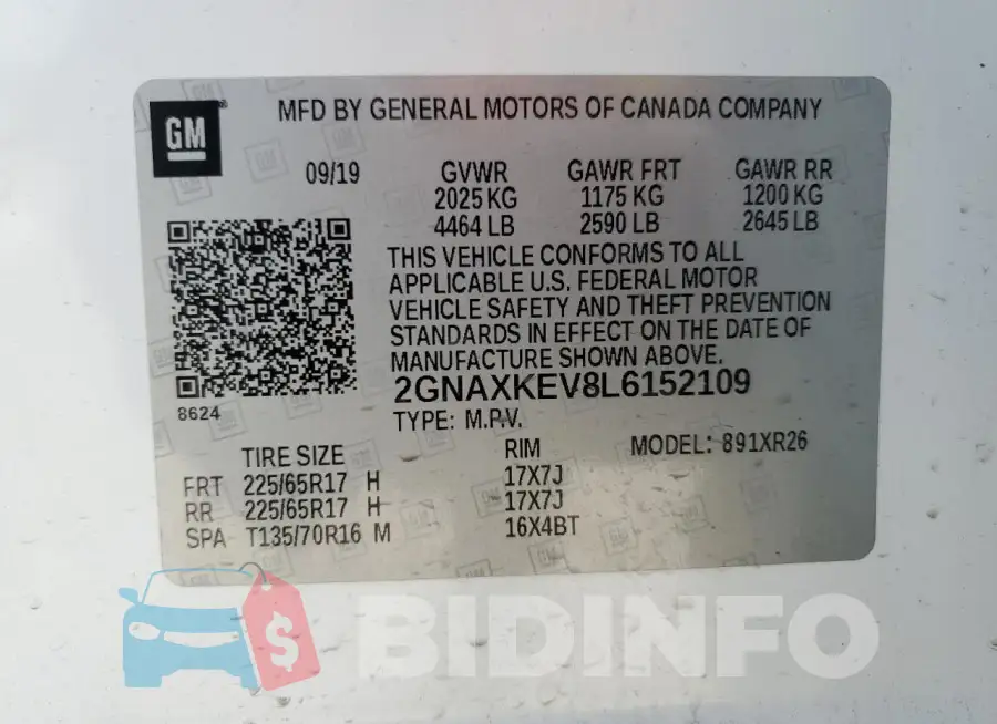 2GNAXKEV8L6152109 Photo# 13