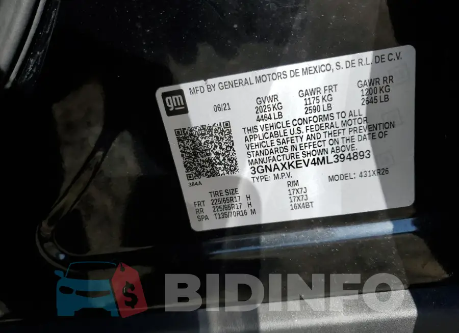 3GNAXKEV4ML394893 Photo# 13