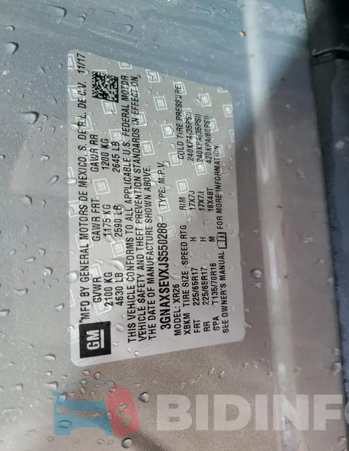 3GNAXSEVXJS550288 Photo# 13
