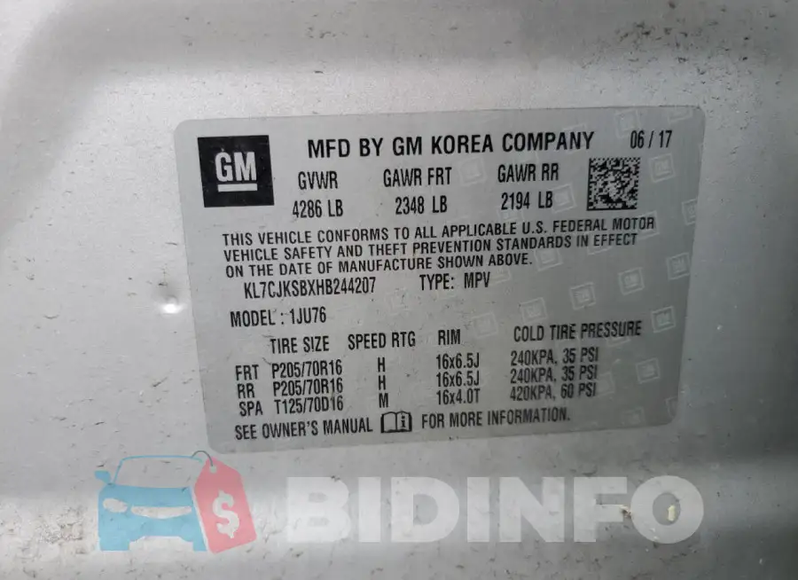 KL7CJKSBXHB244207 Photo# 13