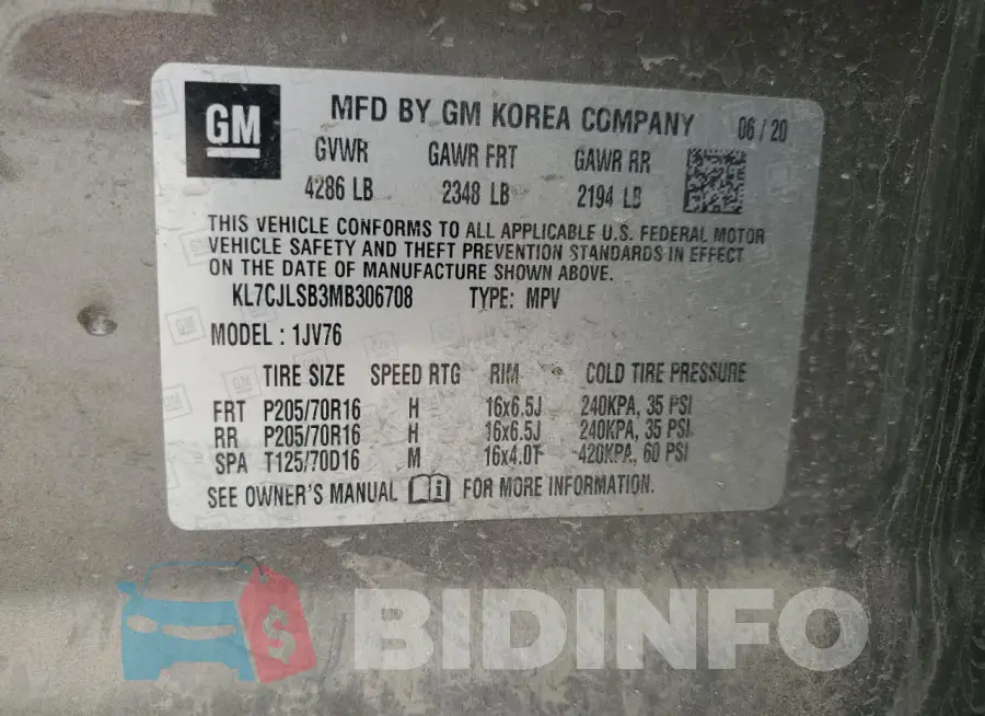 KL7CJLSB3MB306708 Photo# 13