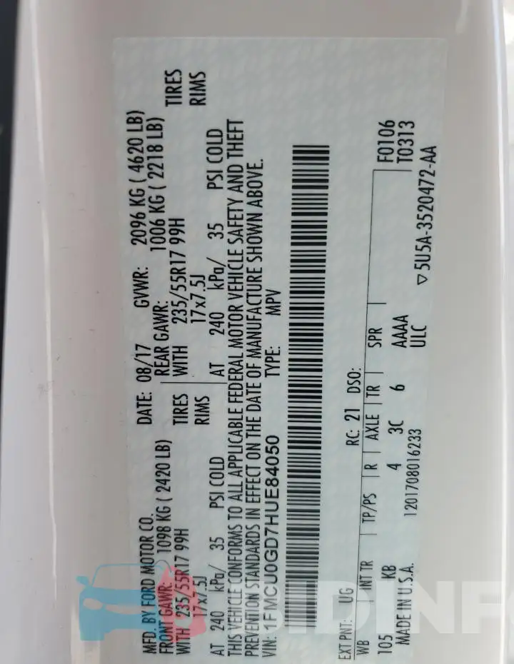 1FMCU0GD7HUE84050 Photo# 13