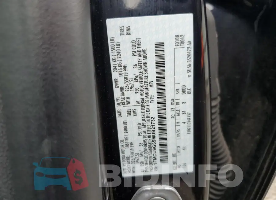 1FMCU9G65MUB21732 Photo# 13