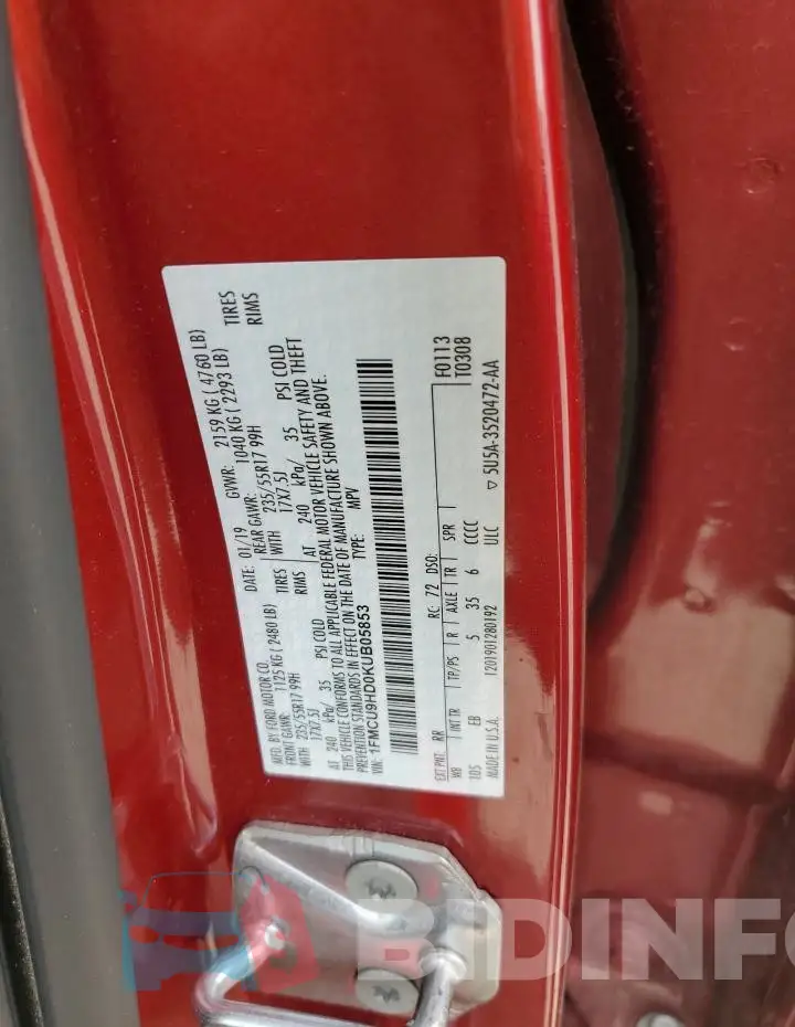 1FMCU9HD0KUB05853 Photo# 13