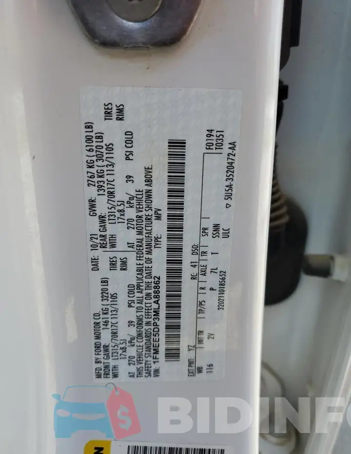 1FMEE5DP3MLA88862 Photo# 12