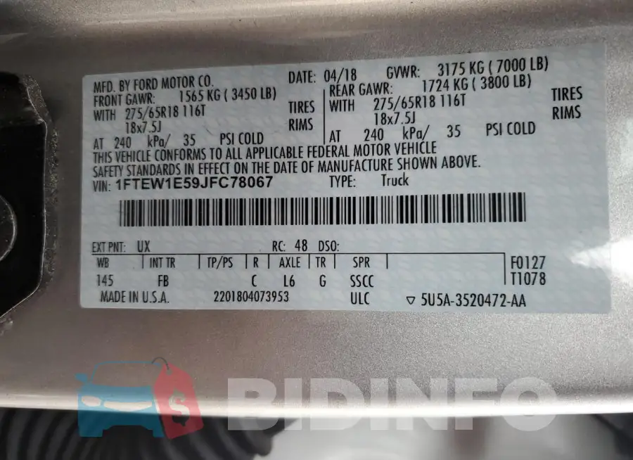 1FTEW1E59JFC78067 Photo# 13