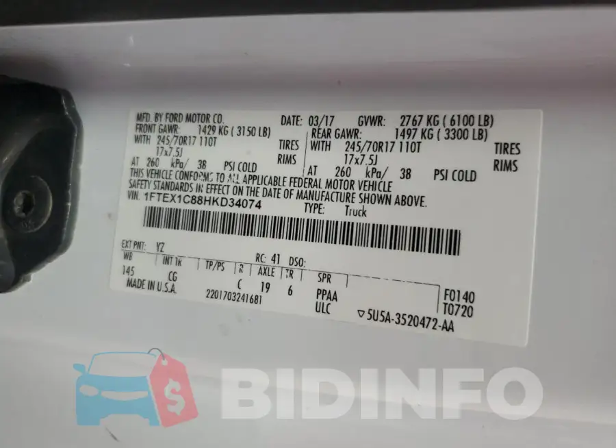 1FTEX1C88HKD34074 Photo# 12