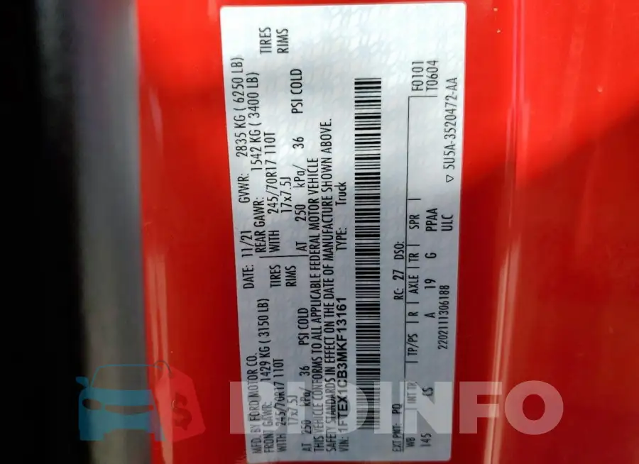 1FTEX1CB3MKF13161 Photo# 12