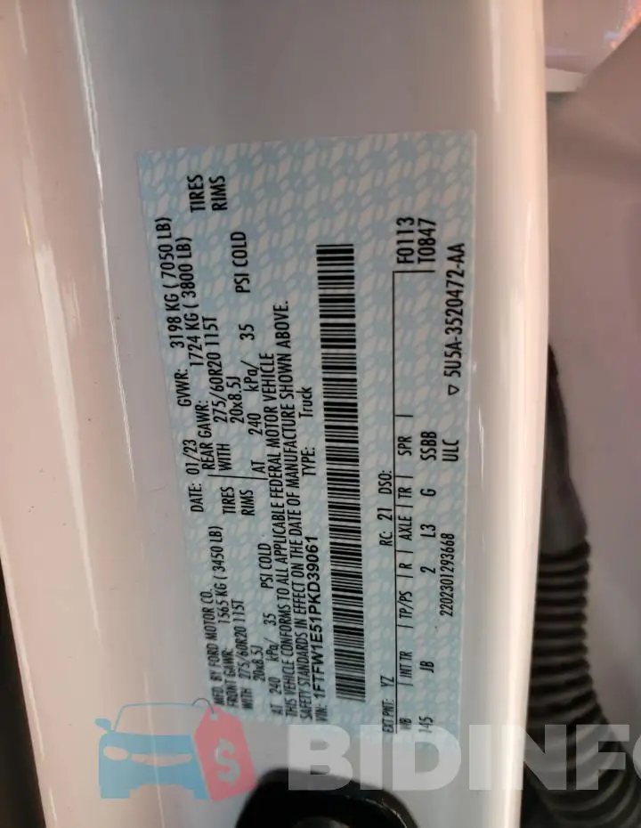 1FTFW1E51PKD39061 Photo# 13