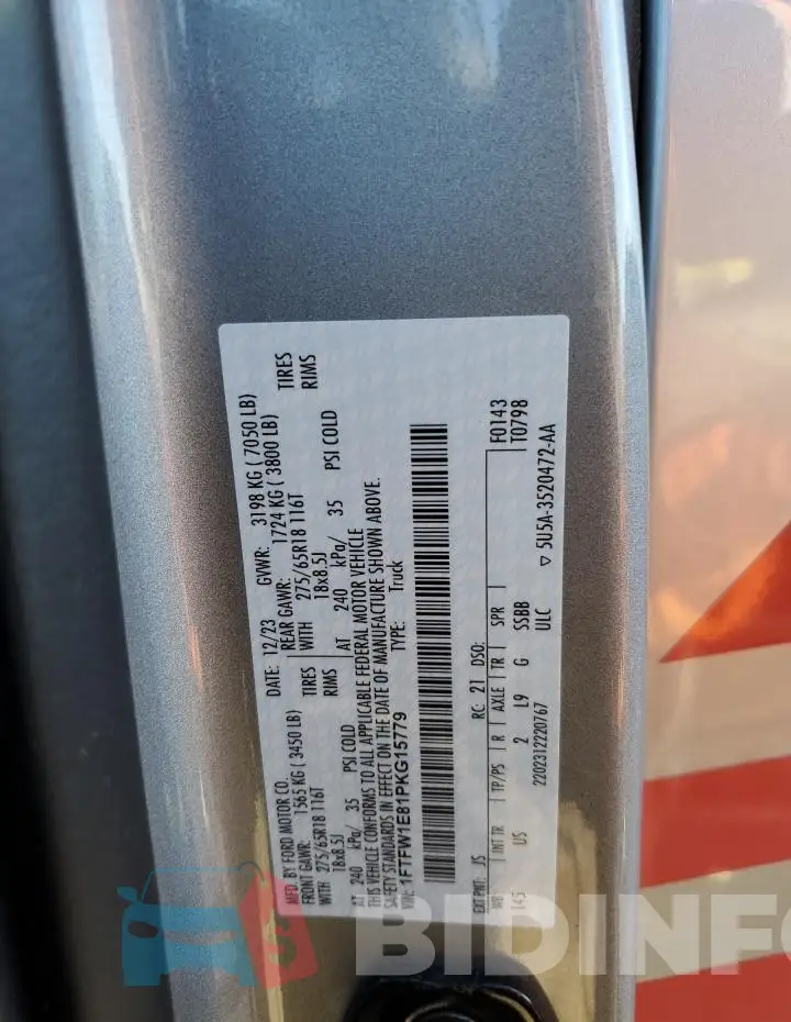 1FTFW1E81PKG15779 Photo# 12