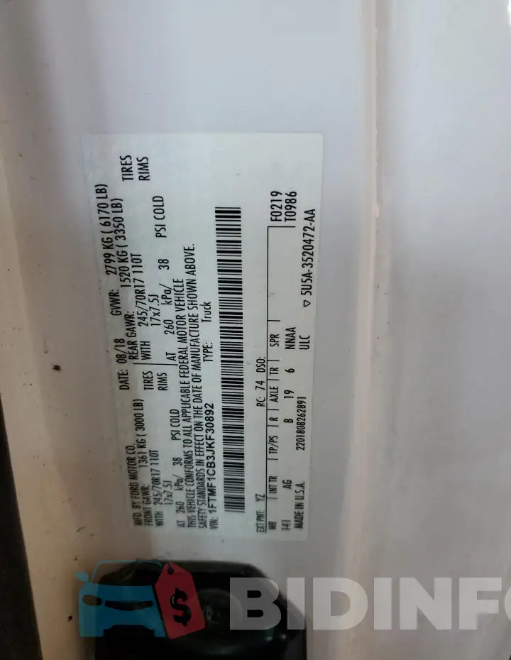 1FTMF1CB3JKF30892 Photo# 13
