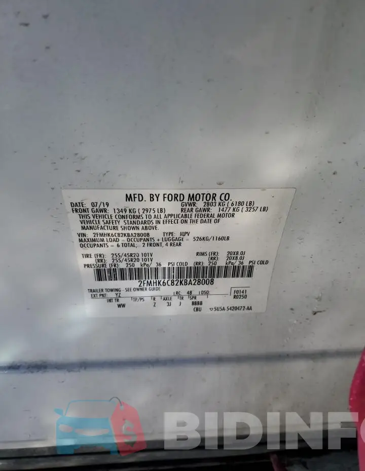2FMHK6C82KBA28008 Photo# 13