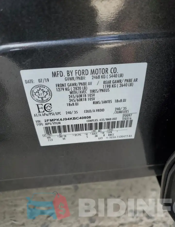 2FMPK4J94KBC40808 Photo# 13