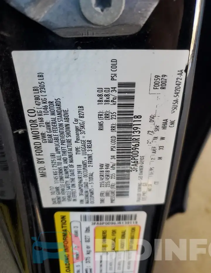 3FA6P0D96JR139118 Photo# 12