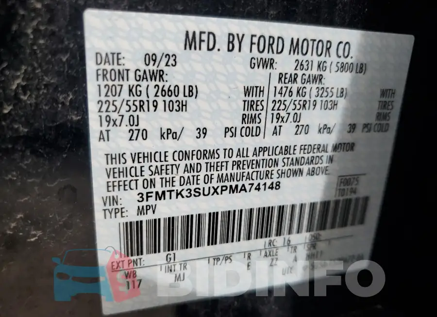 3FMTK3SUXPMA74148 Photo# 13