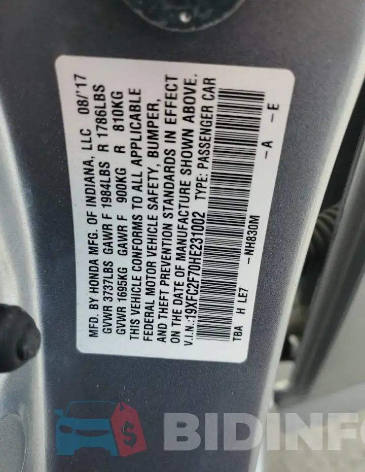 19XFC2F70HE231002 Photo# 13