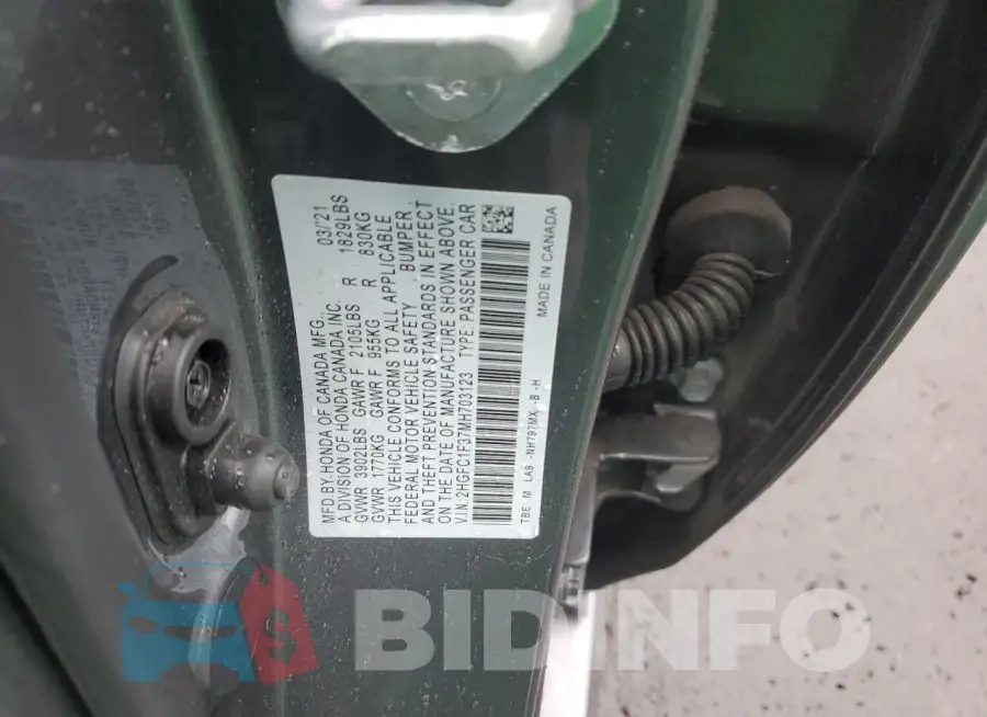 2HGFC1F37MH703123 Photo# 12