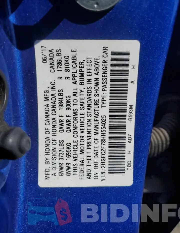 2HGFC2F78HH554025 Photo# 12