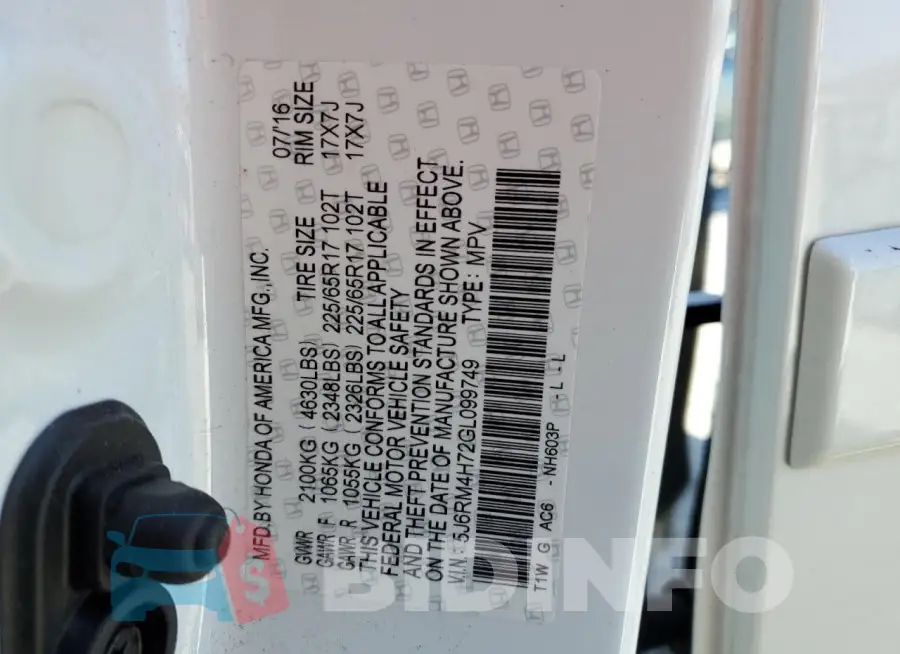 5J6RM4H72GL099749 Photo# 13