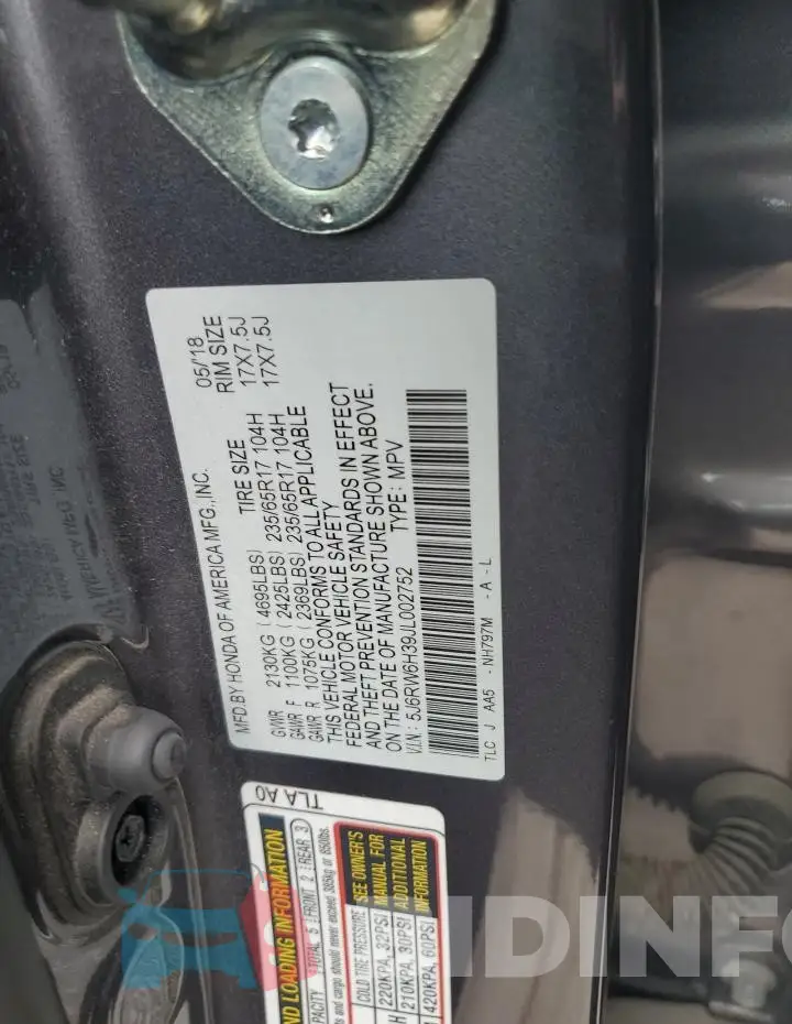 5J6RW6H39JL002752 Photo# 13