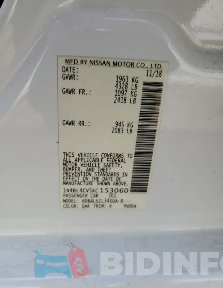 1N4BL4CV5KC153060 Photo# 12