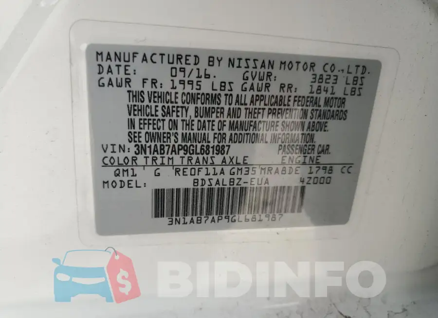 3N1AB7AP9GL681987 Photo# 13