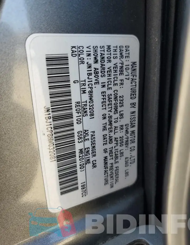 JN1BJ1CP8HW032081 Photo# 13