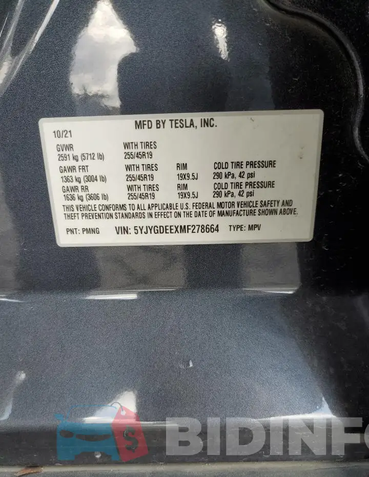5YJYGDEEXMF278664 Photo# 13