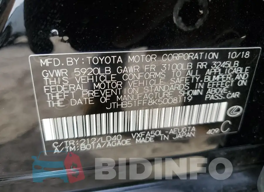 JTHB51FF8K5008119 Photo# 13