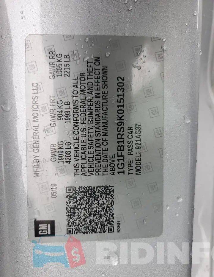 1G1FB1RS9K0151302 Photo# 13