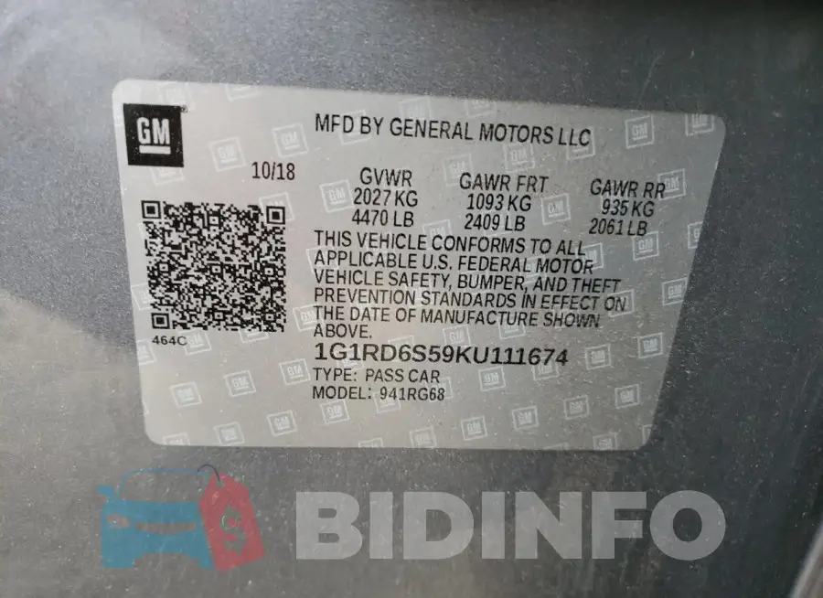 1G1RD6S59KU111674 Photo# 12