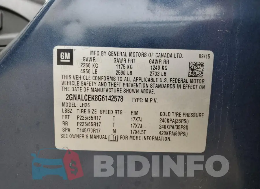 2GNALCEK8G6142578 Photo# 13