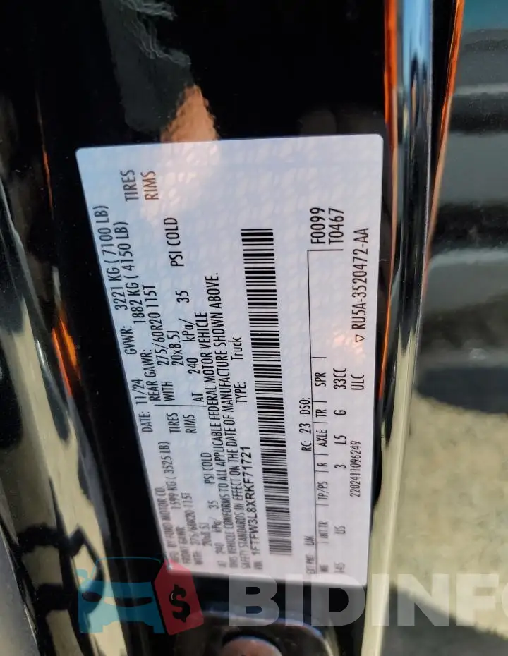 1FTFW3L8XRKF71721 Photo# 12