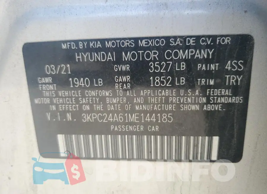 3KPC24A61ME144185 Photo# 13