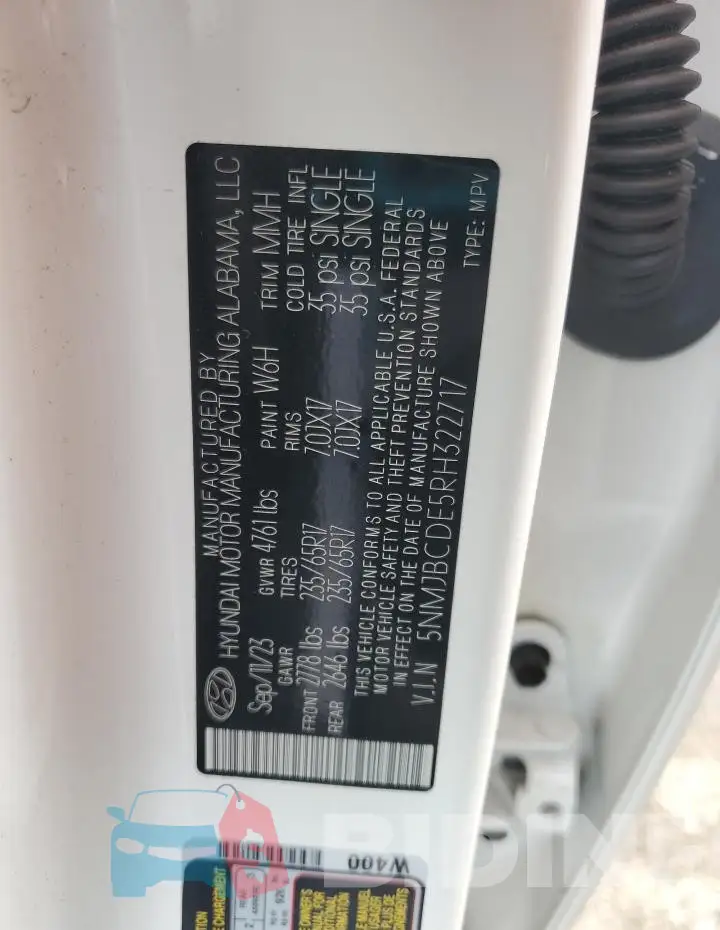 5NMJBCDE5RH322717 Photo# 14