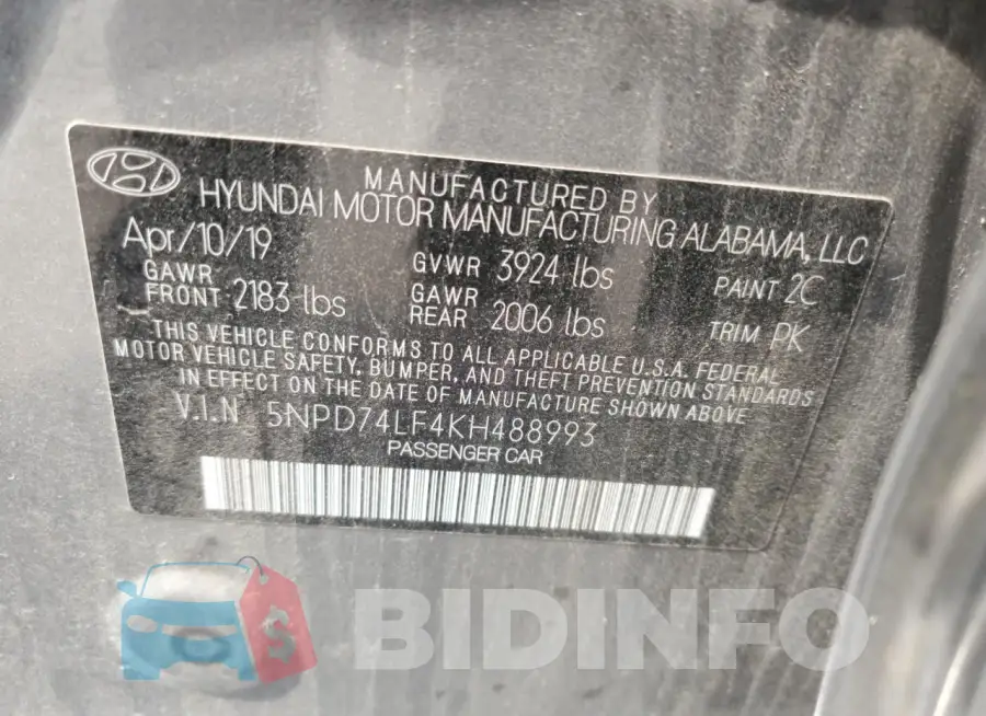 5NPD74LF4KH488993 Photo# 13