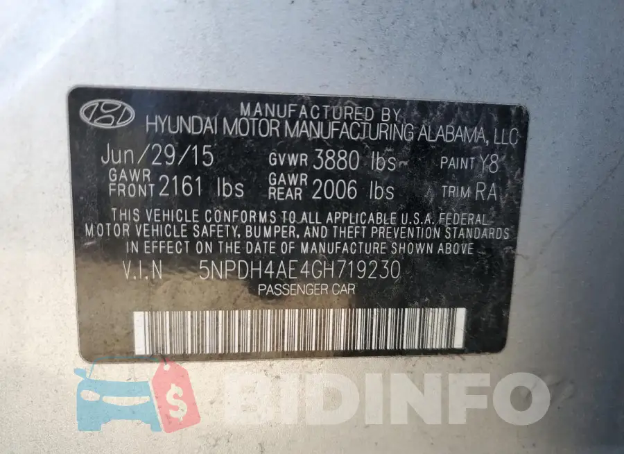 5NPDH4AE4GH719230 Photo# 12