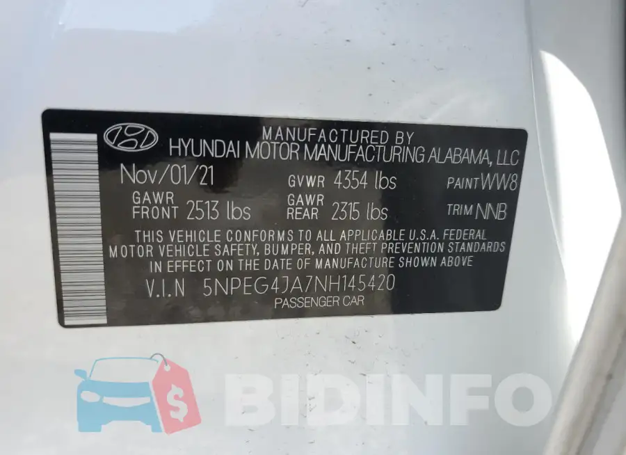 5NPEG4JA7NH145420 Photo# 12