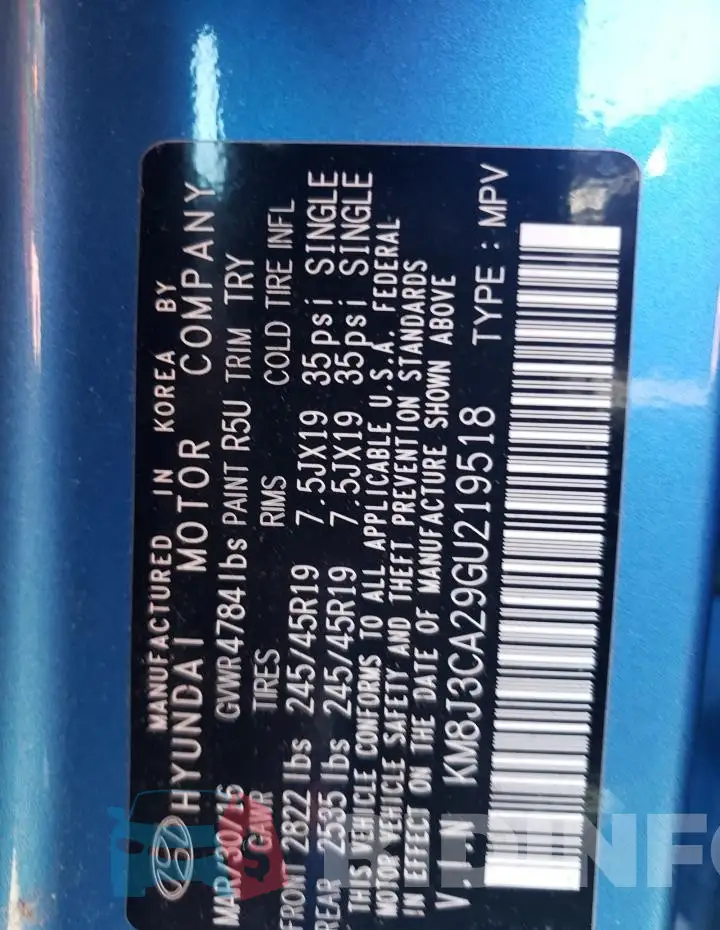 KM8J3CA29GU219518 Photo# 13
