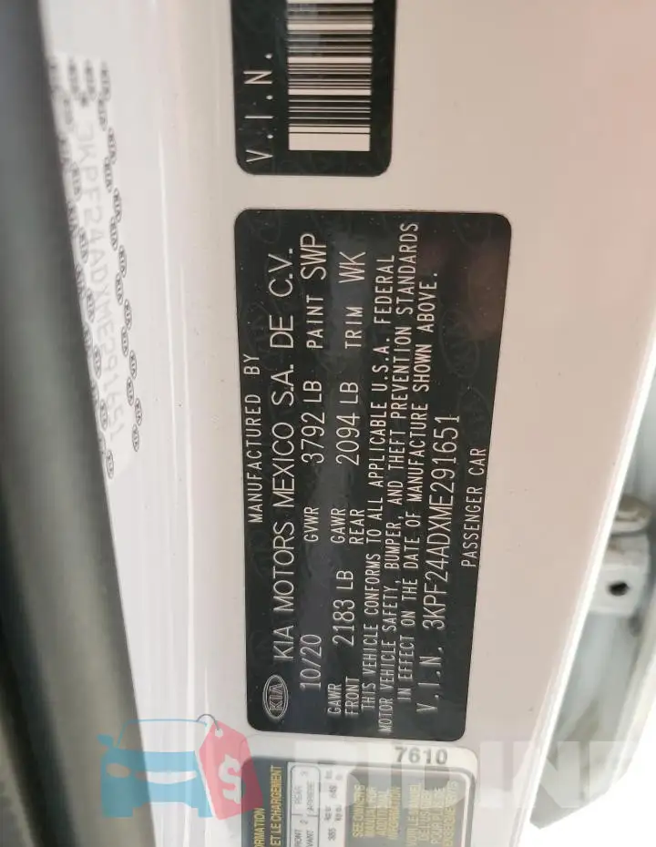 3KPF24ADXME291651 Photo# 13