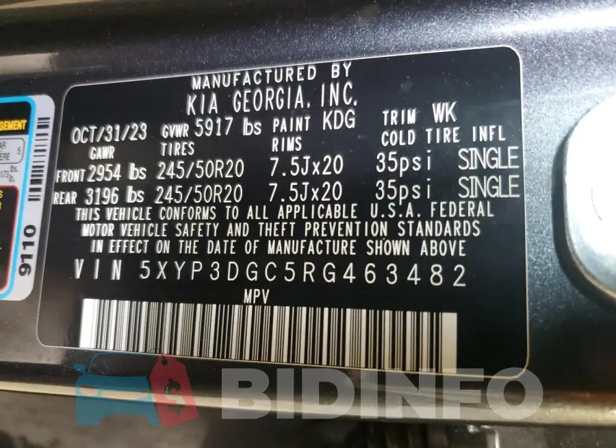 5XYP3DGC5RG463482 Photo# 13
